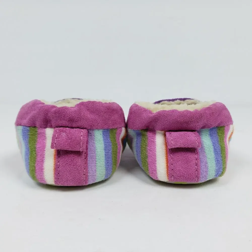 Acorn Critter Owl Infant Baby Girl Size 6-12 Months Slip On Pink Purple Slippers